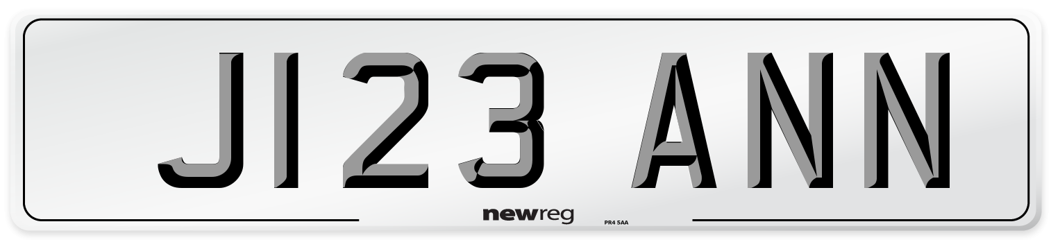 J123 ANN Number Plate from New Reg